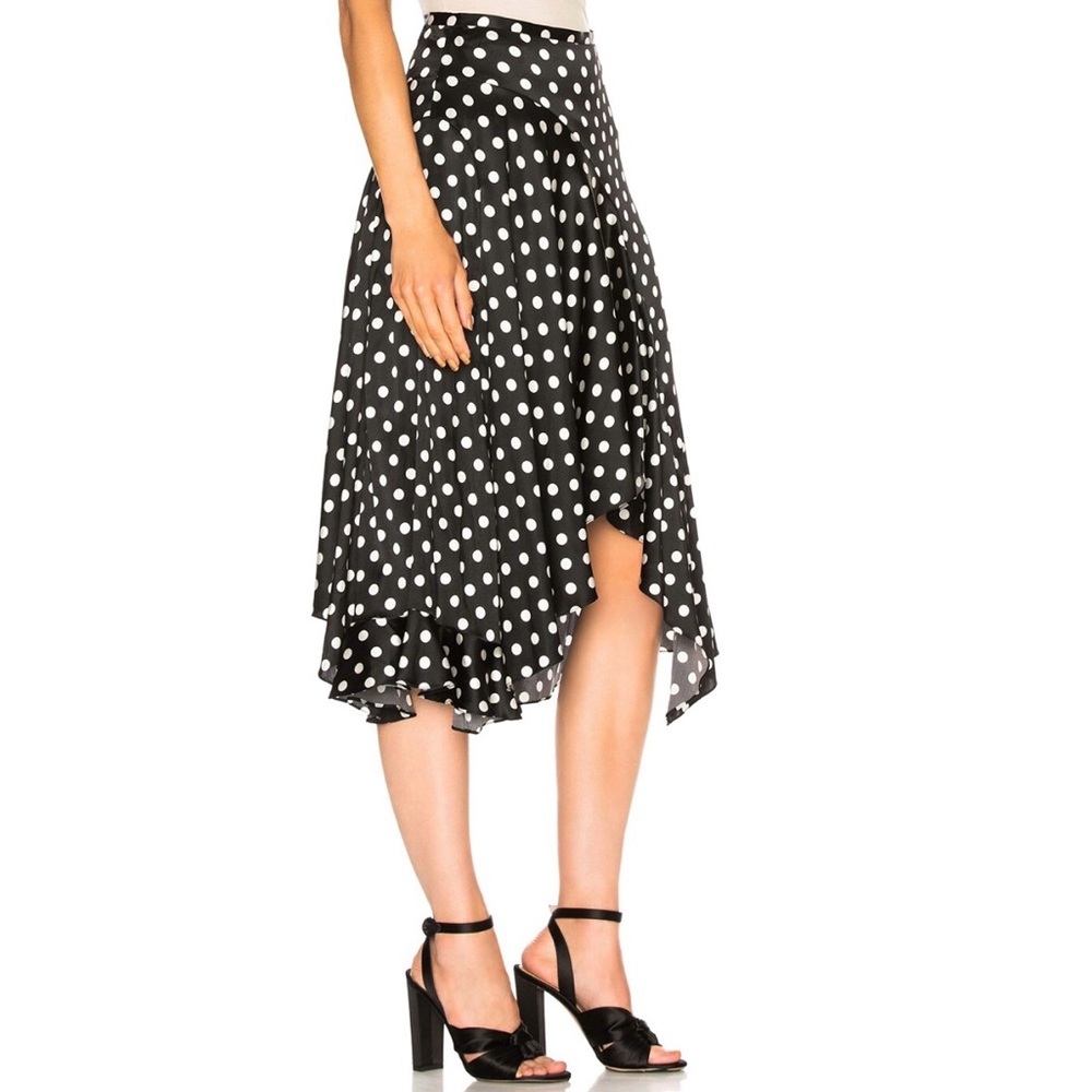 Caroline Constas silk black polka dot ruffles Flounce Skirt EUC - Picture 3 of 11